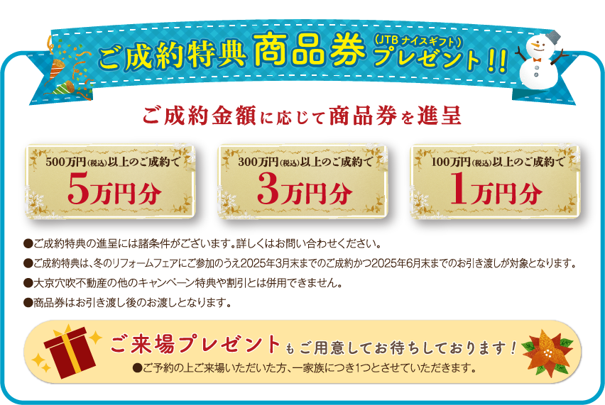 ご成約金額に応じて商品券を進呈